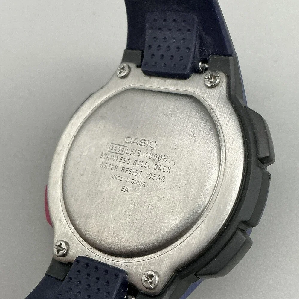 Casio Blue and Black Digital Sport Watch with Pink Accents